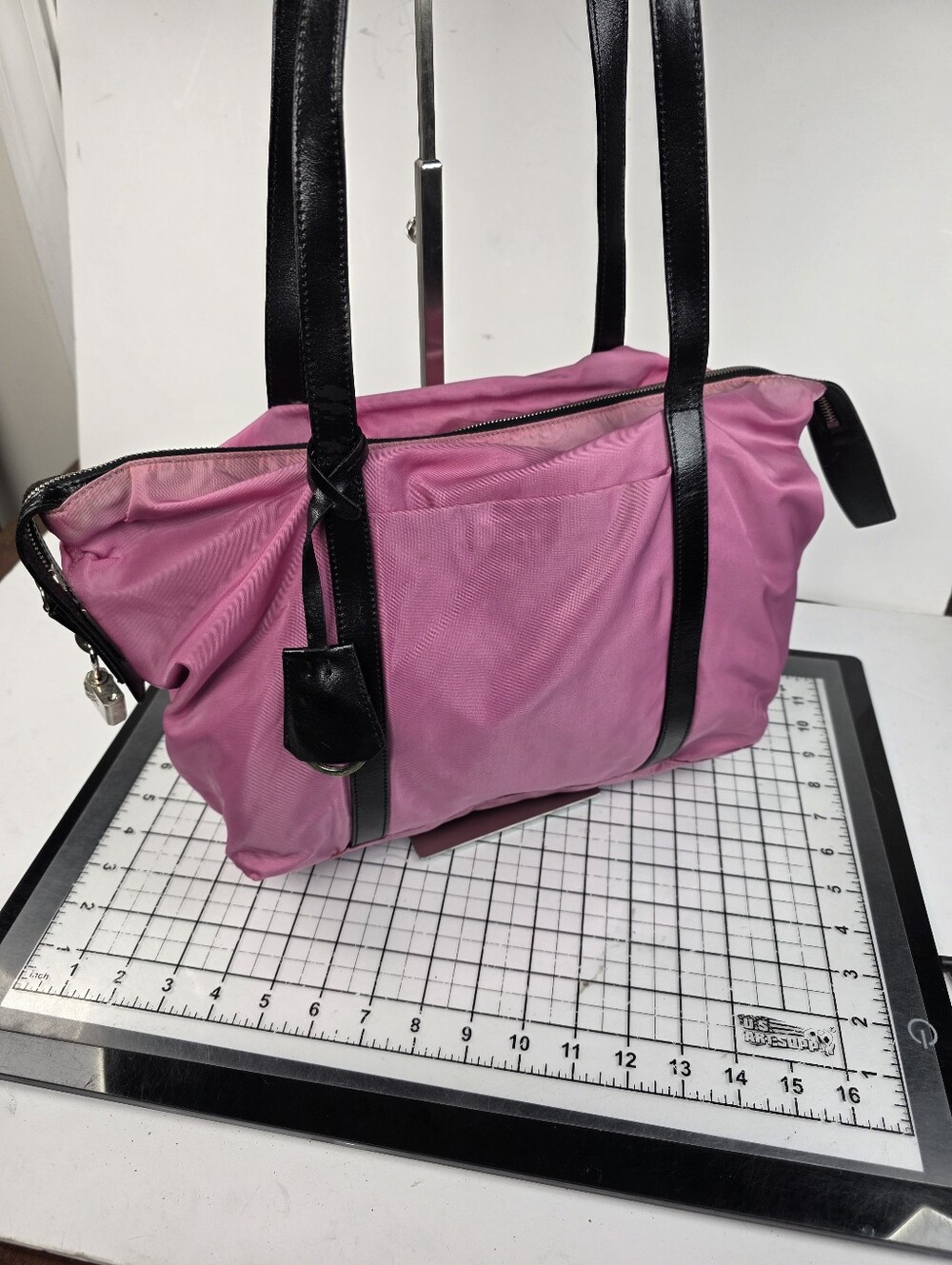 Prada Vintage Pink Nylon Bag With Original Zipper Lock W Combo